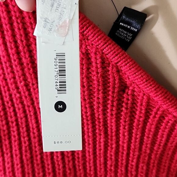 Aqua One Shoulder Red Sweater Medium NWT - Picture 4 of 6